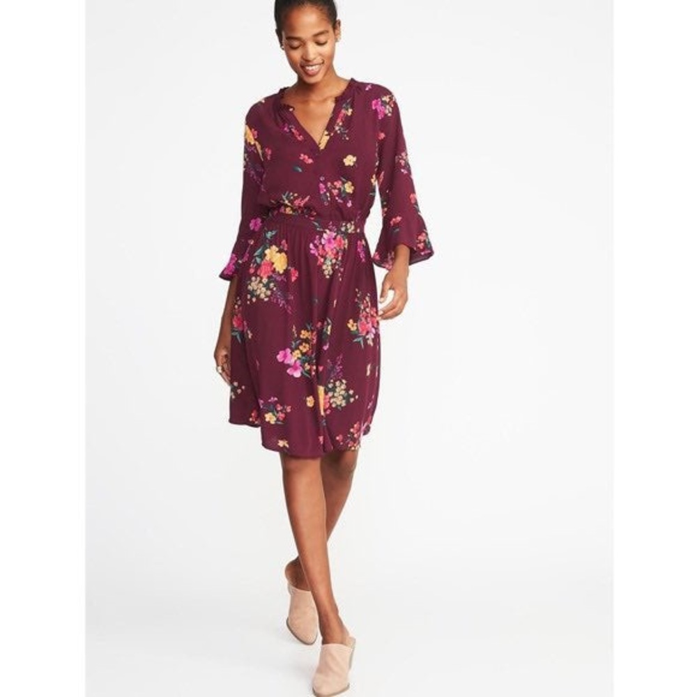Old Navy Maroon Floral Dress
